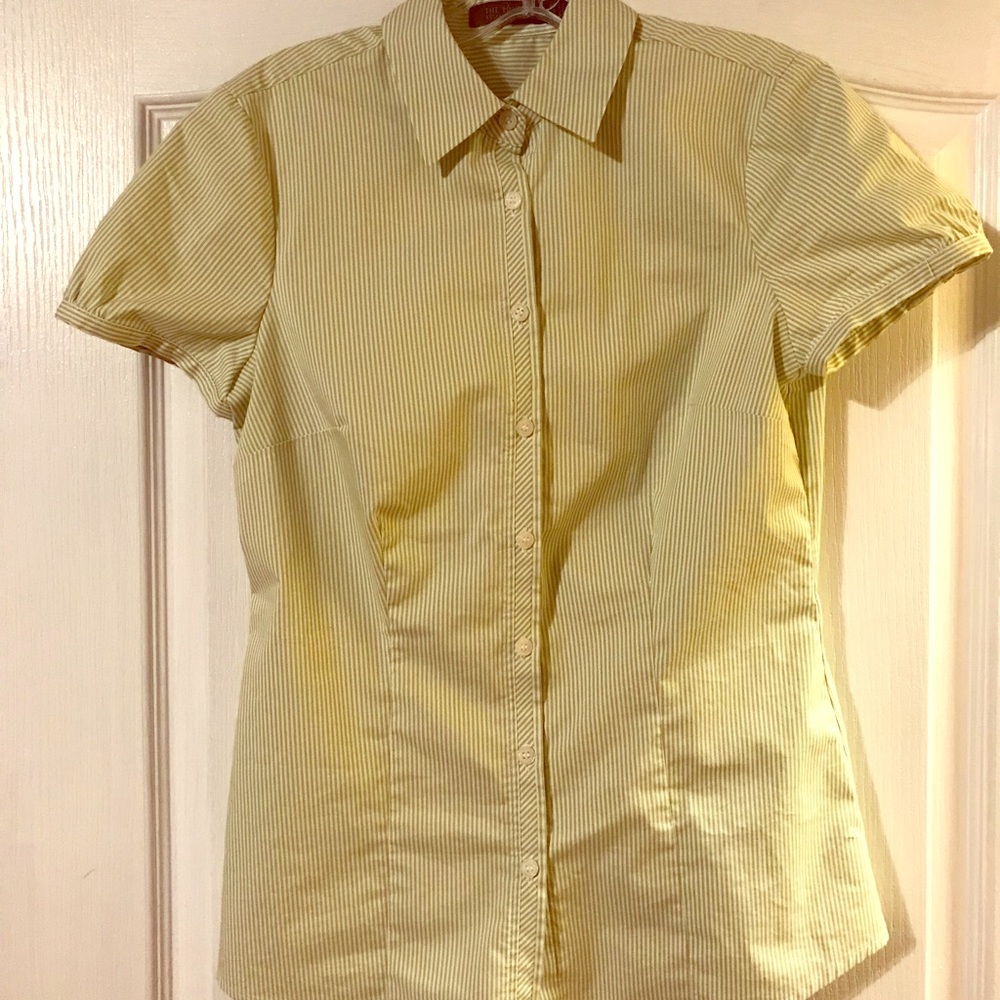 The Limited Lime & white stripe button up top in S